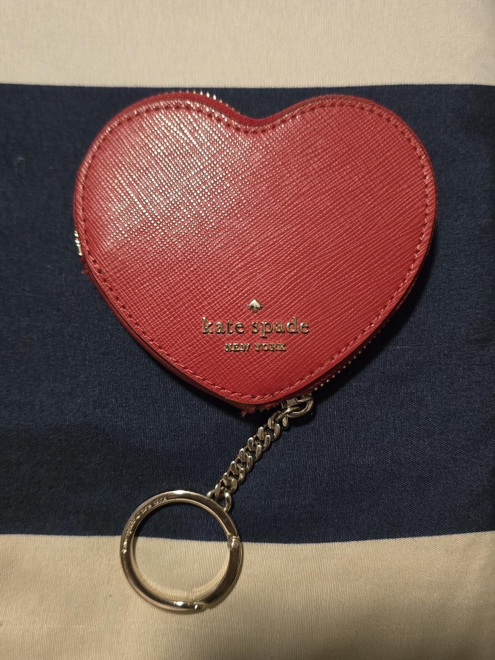 kate spade Red Heart Coin Pouch Key Holder with Gold Ring